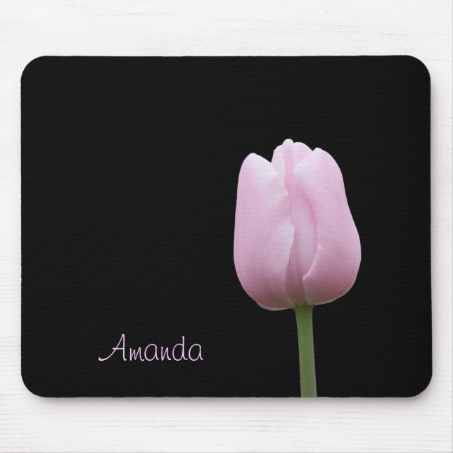 Single Pink Tulip Bud Mouse Pad (Front)