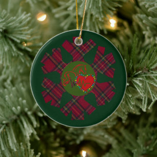Single Plaid Snowflake Ceramic Ornament