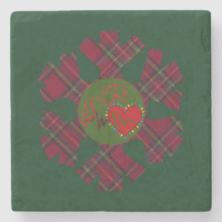 Single Plaid Snowflake  Stone Coaster