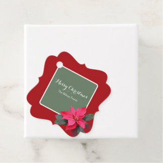 Single Poinsettia Customizable Text Design Favour Tags
