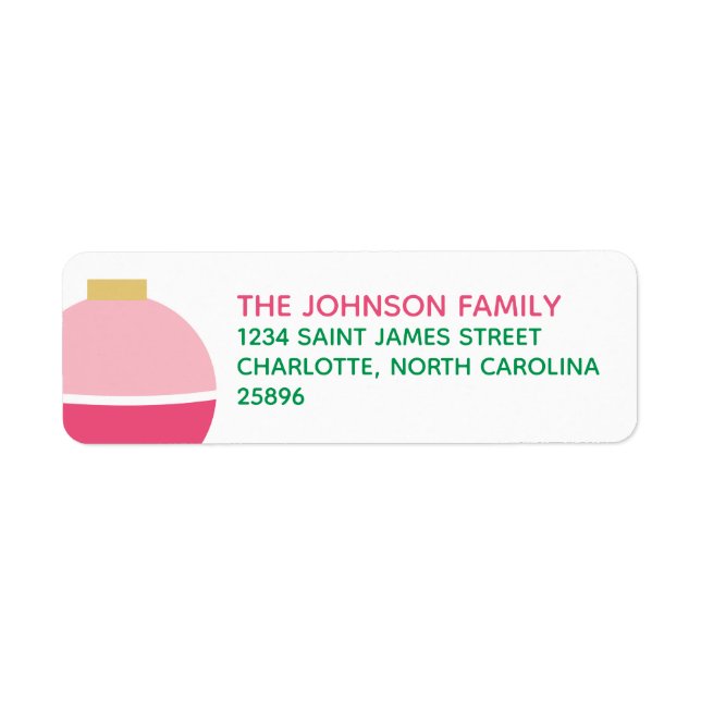 Single Preppy Ornament Holiday Return Address Label (Front)