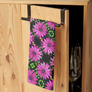 Single Purple African Daisy Flower Pattern     Tea Towel