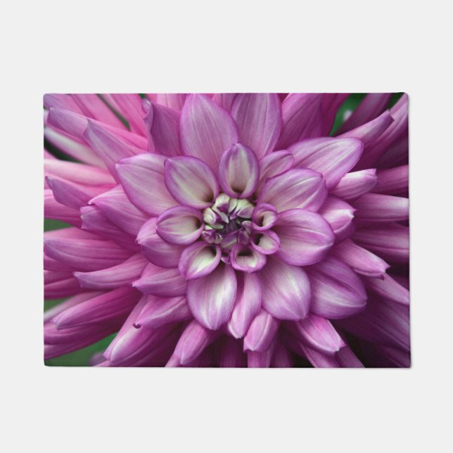 Single purple dahlia flower doormat (Front)