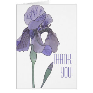Single Purple Iris Flower Art Thank You Card
