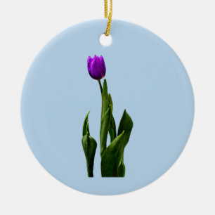 Single Purple Tulip Ceramic Ornament