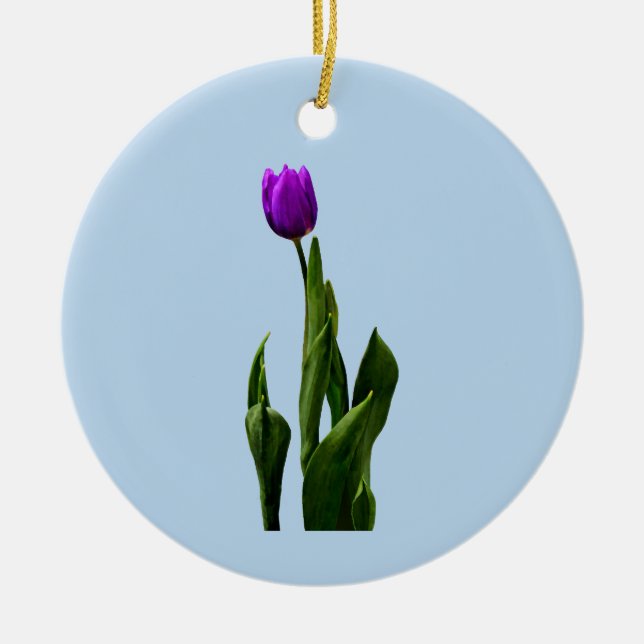 Single Purple Tulip Ceramic Ornament (Front)