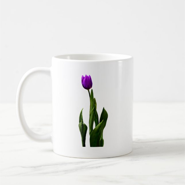 Single Purple Tulip Coffee Mug (Left)