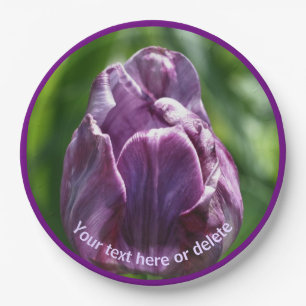 Single Purple Tulip Flower Personalised Party Paper Plate