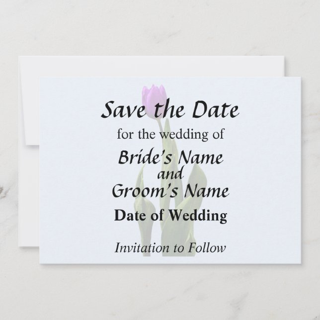 Single Purple Tulip Save The Date (Front)