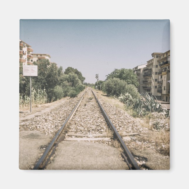 Single Railway Track in Southern Italy Magnet (Front)