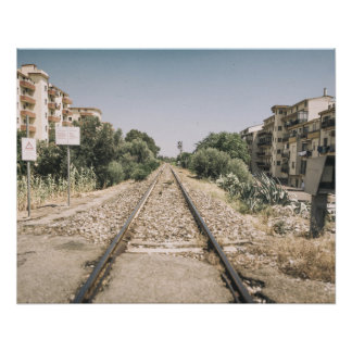 Single Railway Track in Southern Italy Poster
