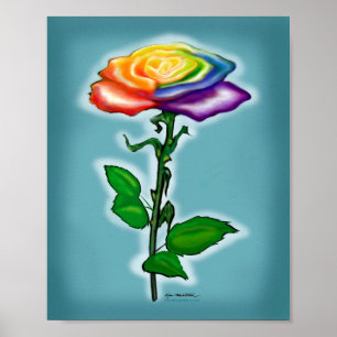 Single Rainbow Rose Poster
