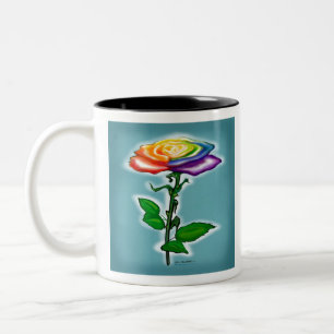 Single Rainbow Rose Two-Tone Coffee Mug