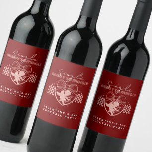 Single Ready to Mingle Cupid Red Valentine Party  Wine Label