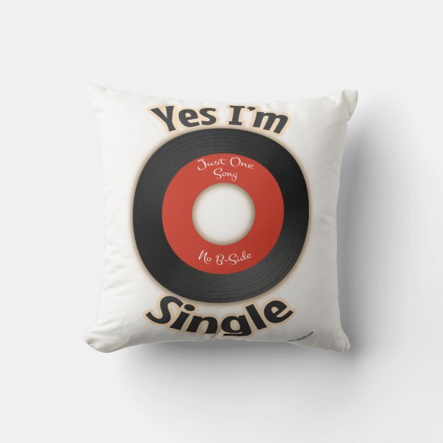 Single Record Flirty Retro Music Cartoon Slogan Cushion (Front)