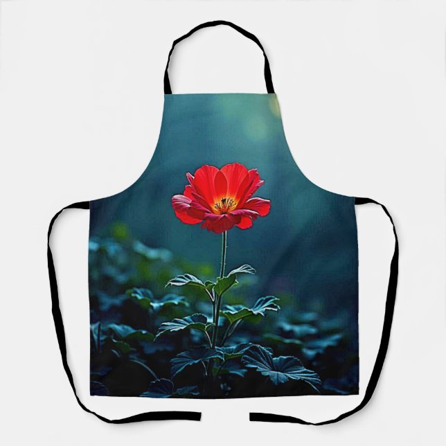 Single Red Bloom Focus Design Apron (Front)