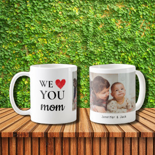 Single Red Heart We Love You Mum Photo Coffee Mug