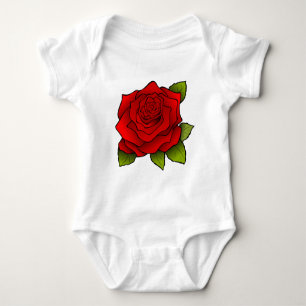 Single Red Rose Baby Bodysuit