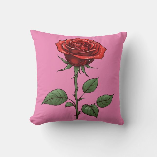 Single red rose cushion (Front)