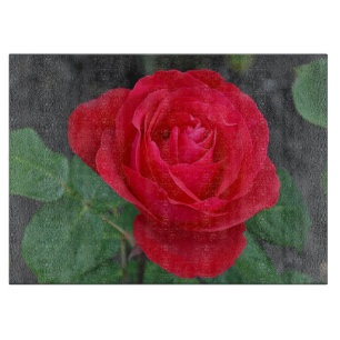 Single red rose cutting board