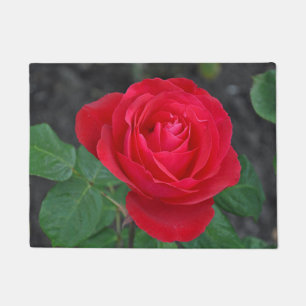 Single red rose doormat