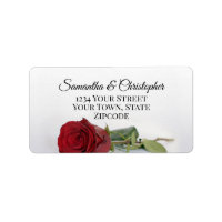 Single Red Rose Elegant Wedding Address