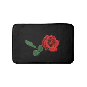 Single Red Rose Flower Bath Mats