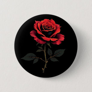 Single Red Rose Flower Lovers Gardening 6 Cm Round Badge