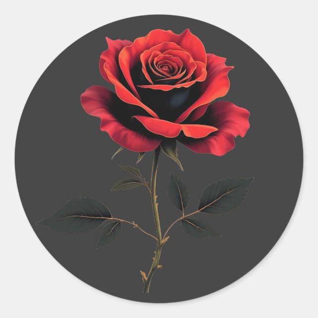 Single Red Rose Flower Lovers Gardening  Classic Round Sticker (Front)