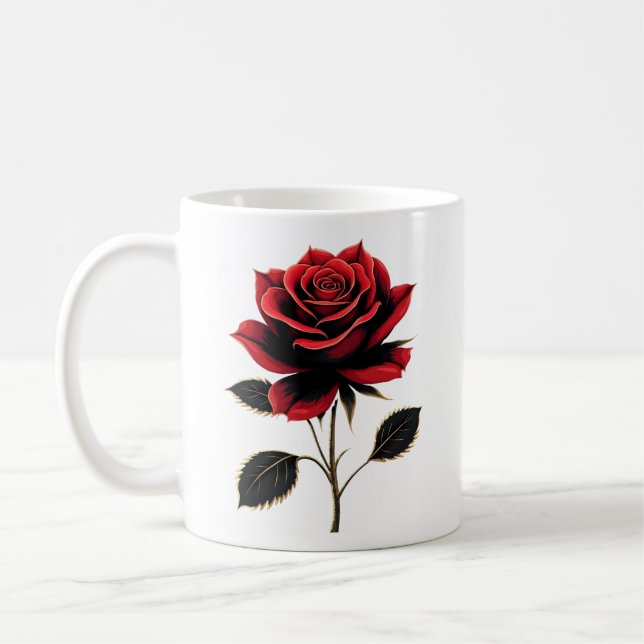 Single Red Rose Flower Lovers Gardening   Coffee Mug (Left)