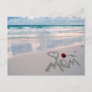 Single Red Rose, I Love You, Mum Postcard