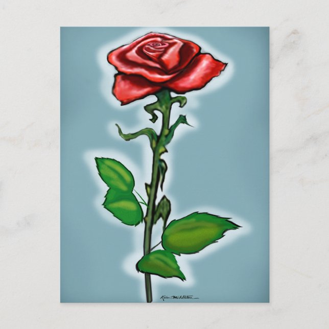 Single Red Rose Postcard (Front)