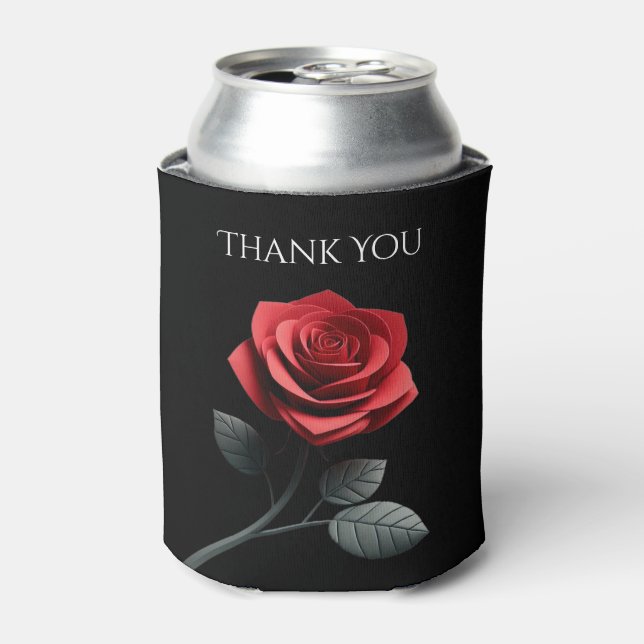 Single Red Rose Thank You- Can Cooler (Can Front)