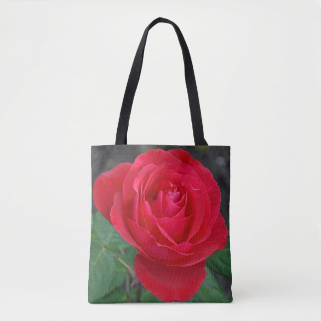 Single red rose tote bag (Front)