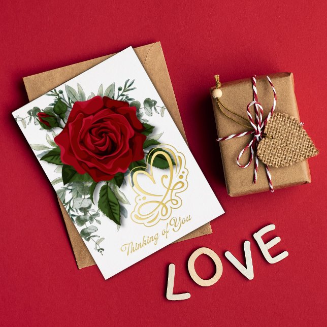 Single Red Rose Valentine's Day Foil Holiday Card (Creator Uploaded)
