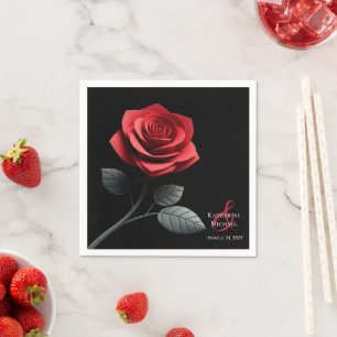 Single Red Rose-Wedding- Napkin
