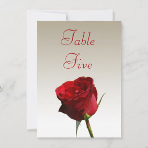 Single Red Rose Wedding Table Number Cards