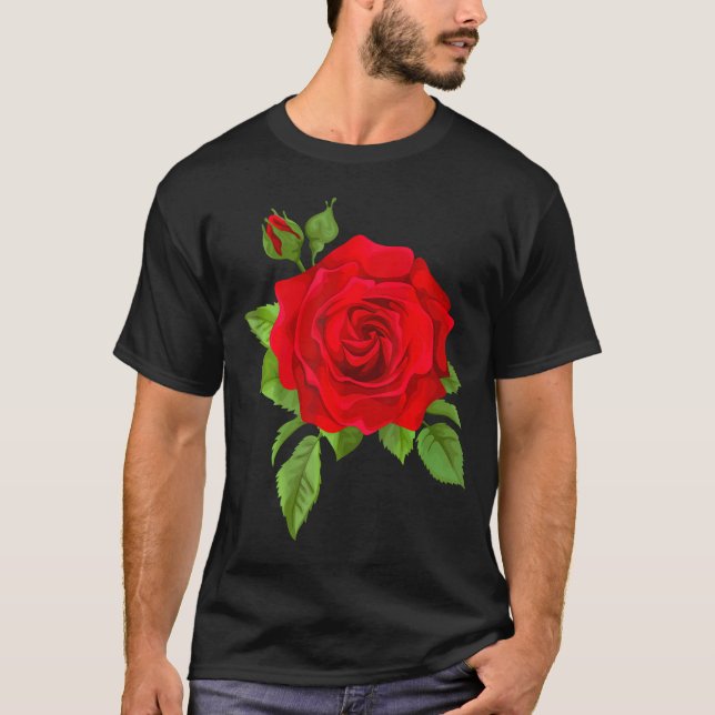 Single Red Roses Flower Of Cute Red Roses Flower G T-Shirt (Front)