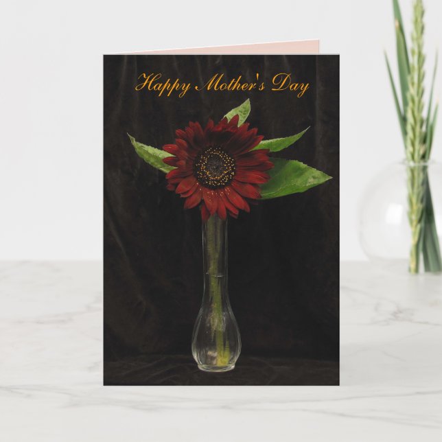 Single Red Sunflower Mother's Day Card (Front)