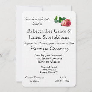 Single Rose Linen w/envelope - HAMbyWhiteGlove Invitation