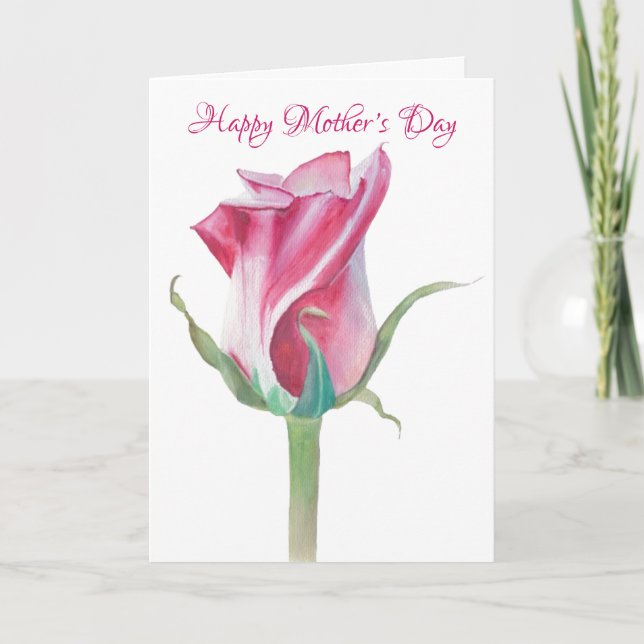Single Rose Mother's Day Card (Front)