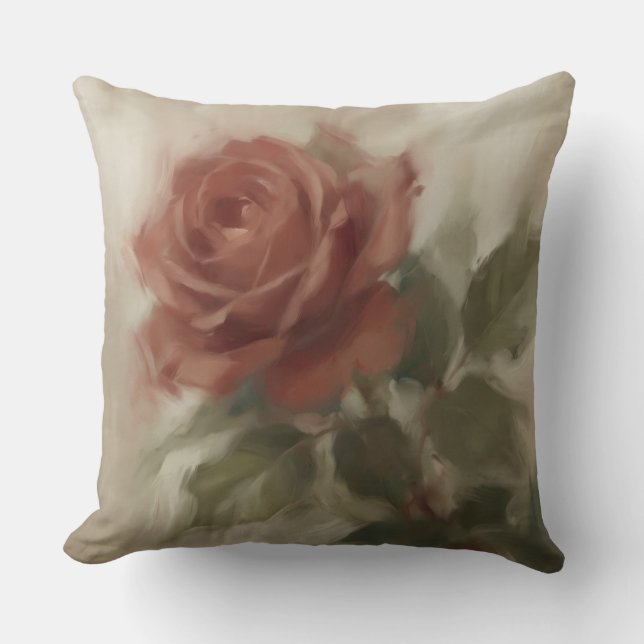 "Single Rose Oil Painting"  Cushion (Front)