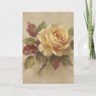 "Single Rose Oil Painting" Greeting Card
