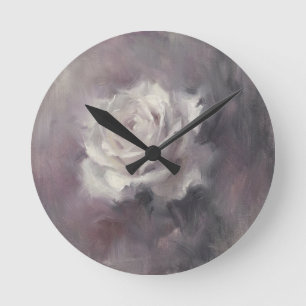 "Single Rose Oil Painting" Round Clock