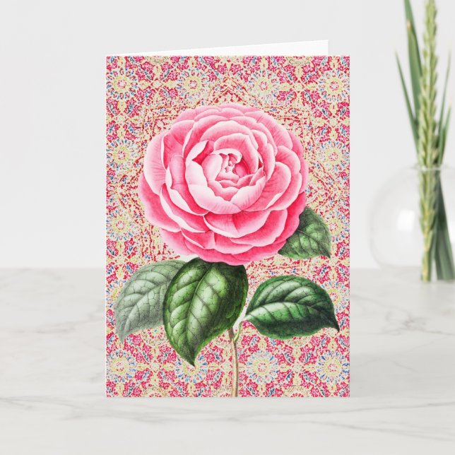 Single Rose Pattern on Pattern Art Note Card 1 (Front)