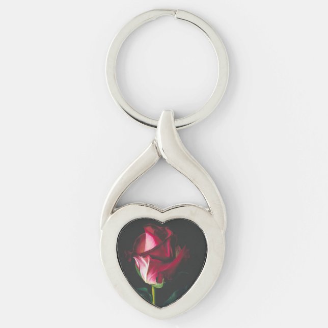 Single Rose Romantic Keychain (Front)
