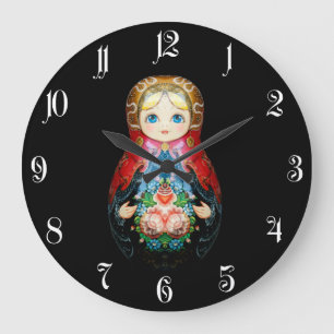 Single Russian doll Large Clock