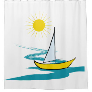 Single sailboat shower curtain