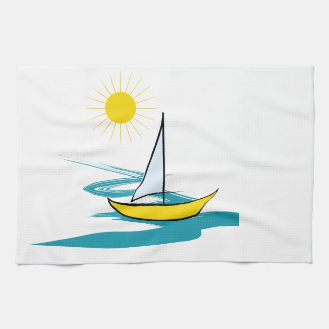 Single sailboat tea towel (Horizontal)