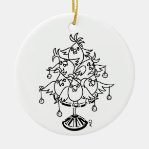 Single sided Cockatoo Christmas Tree Ceramic Ornament